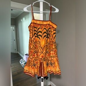 FARM RIO Sleeveless Square-Neck Shift Mini Dress